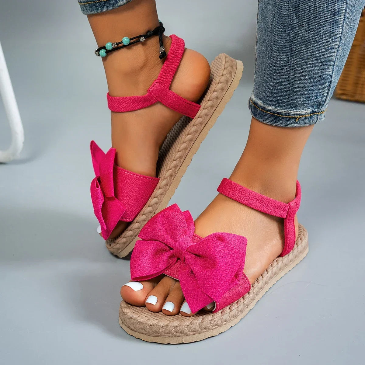 Bow-Tie Flat Slide Sandals