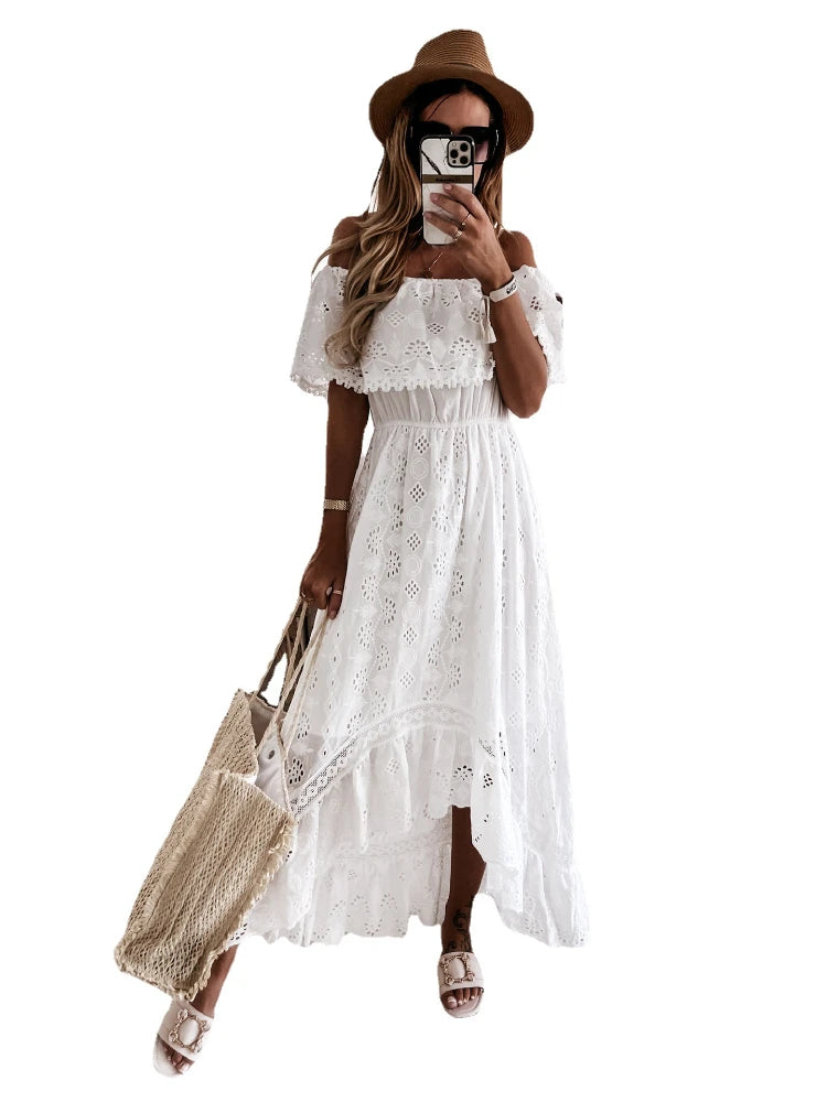 Bohemian Strapless Lace Maxi Dress