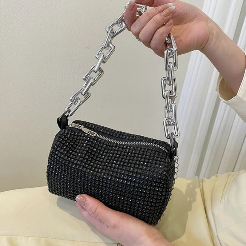 Rhinestone Bucket Bag, Mini Crossbody