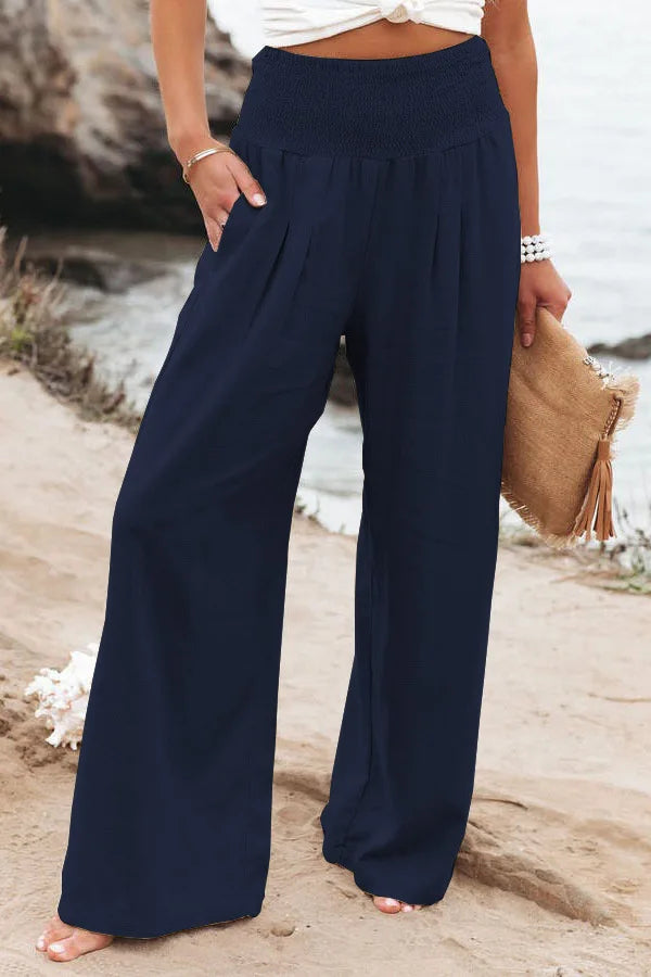 Drawstring Wide-Leg Beach Pants