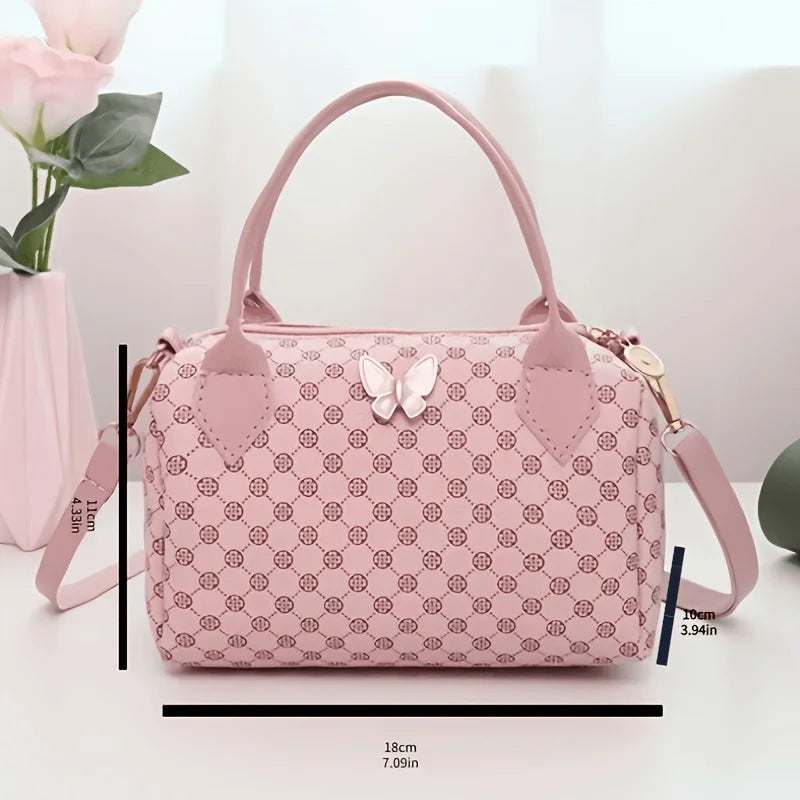 Printed Boston Bag, Butterfly Print