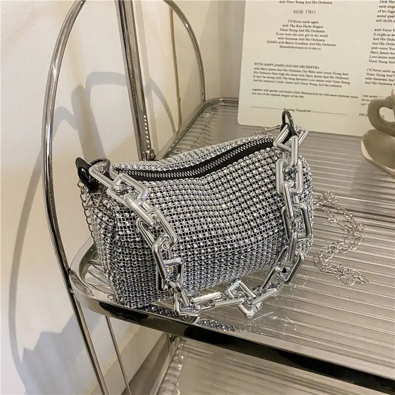 Rhinestone Bucket Bag, Mini Crossbody