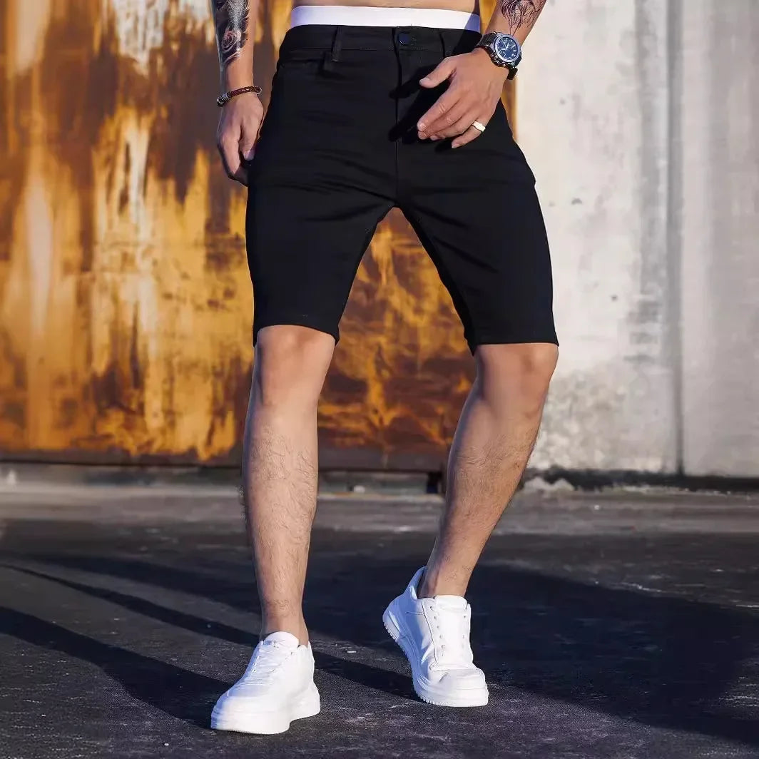 Stretch Washed Denim Shorts