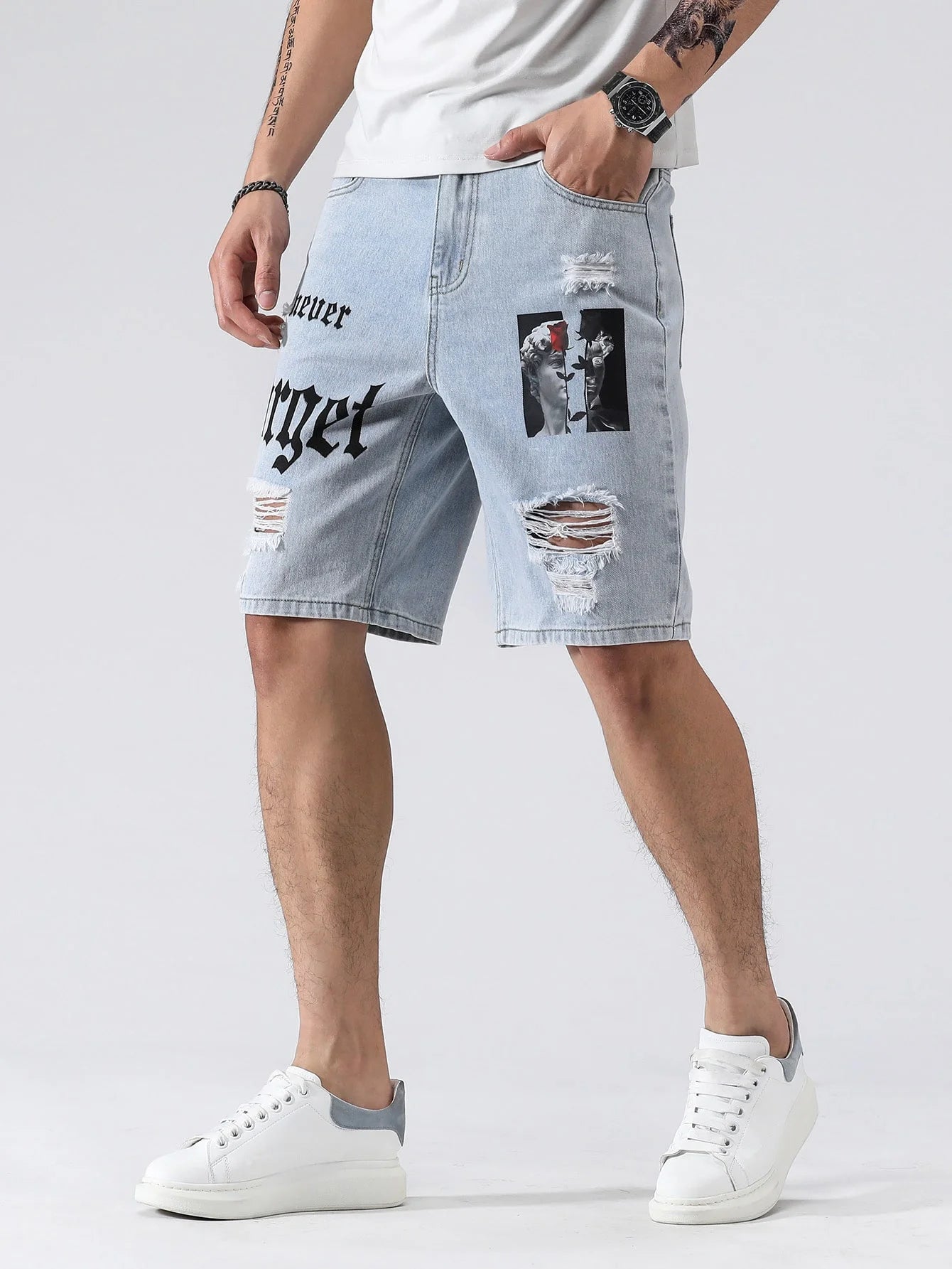 Stretch Denim Shorts, Streetwear Fit