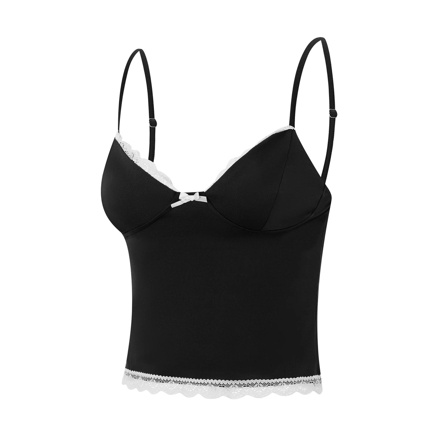 Lace-Trim Backless Cami Crop Top