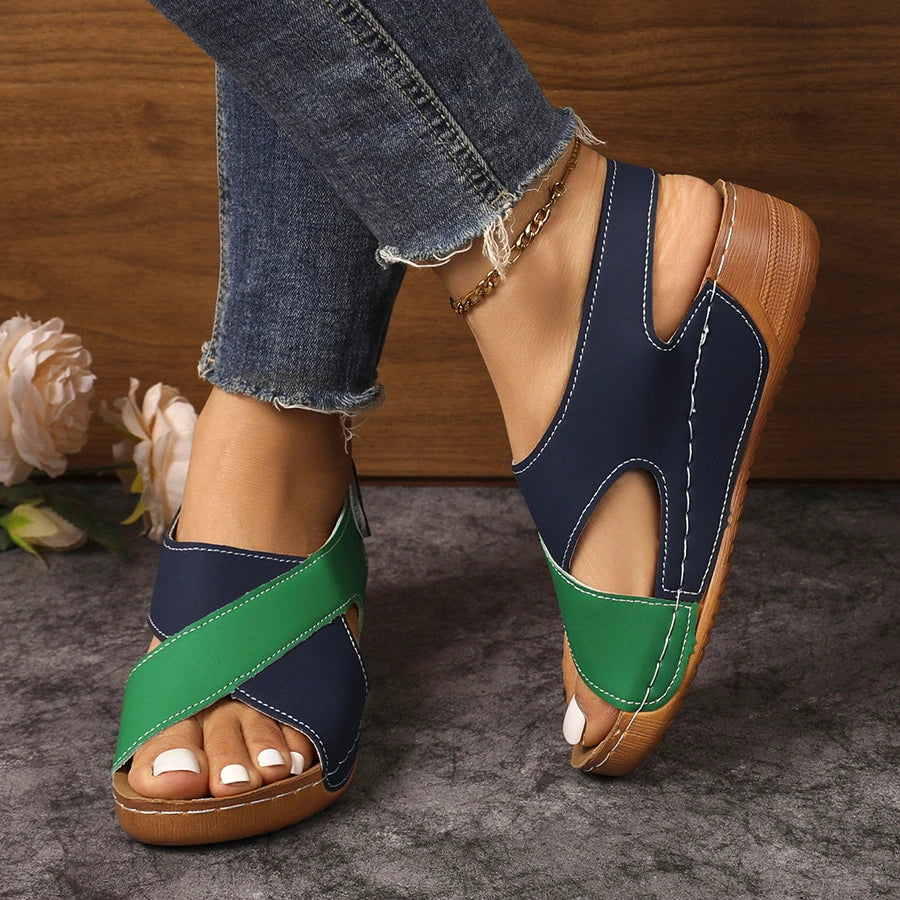 Peep-Toe Wedge Heel Sandals