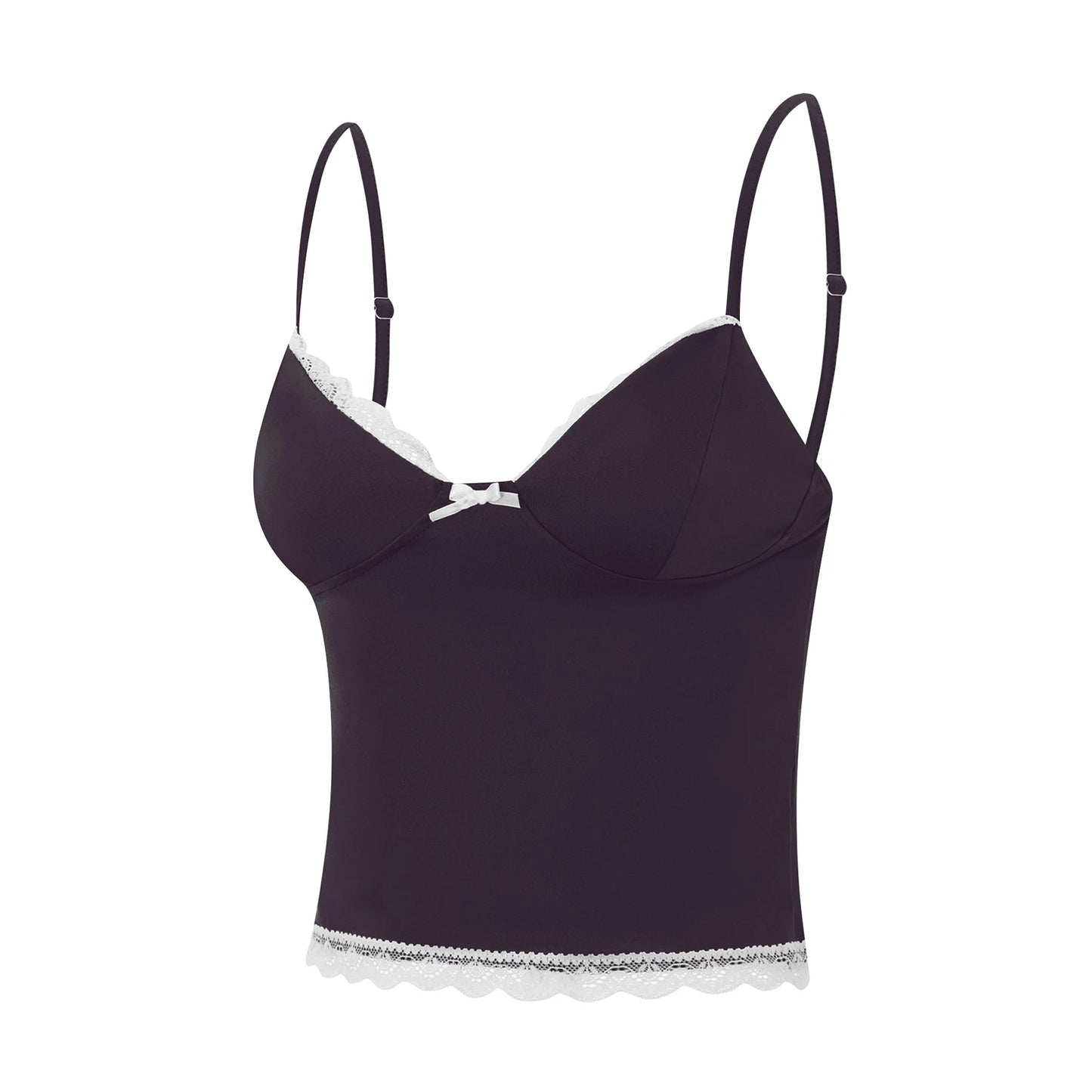 Lace-Trim Backless Cami Crop Top