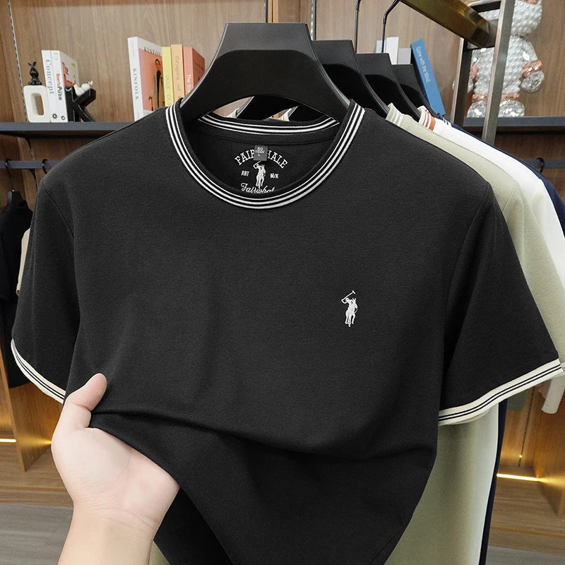 Embroidered Cotton Tee, Relaxed Fit