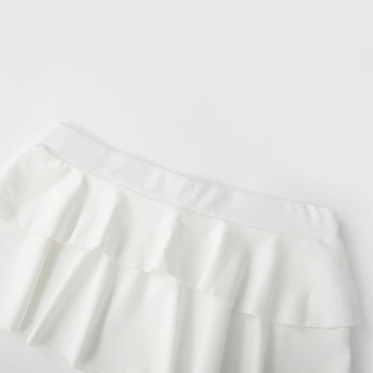 Ruffle Hem Mini Skirt, Low Waist