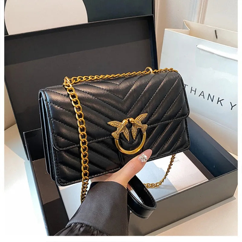 Embroidered Mini Chain Crossbody Bag