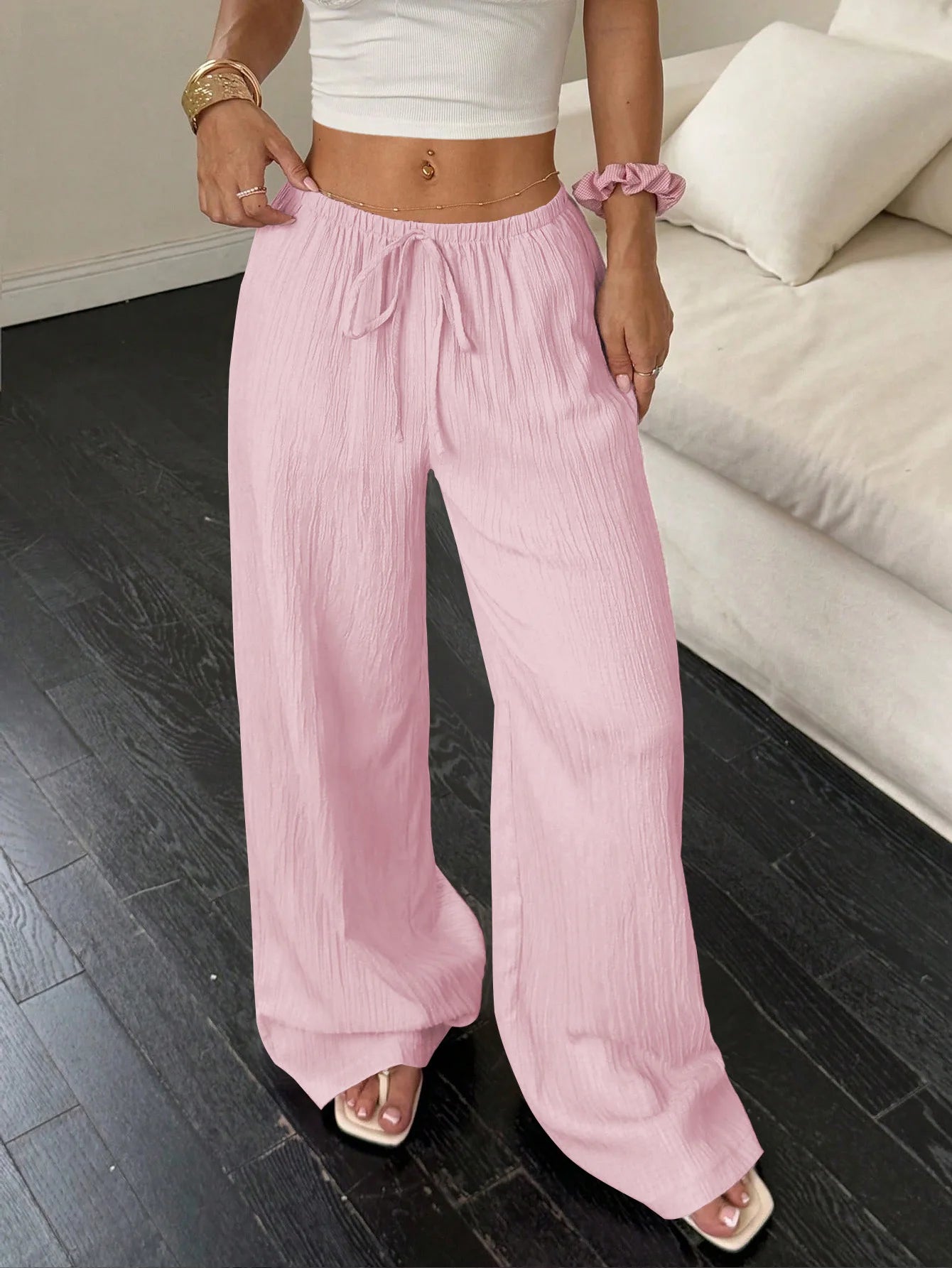 Bohemian Pleated Wide-Leg Pants