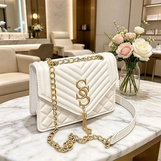Quilted Chain Crossbody Bag, Argyle
