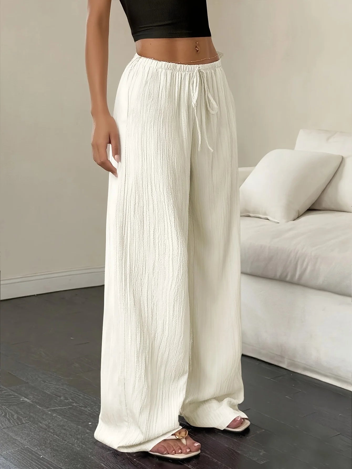Bohemian Pleated Wide-Leg Pants