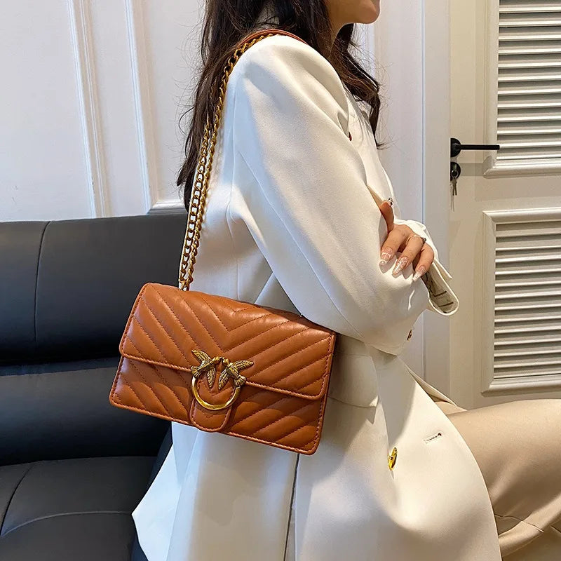 Embroidered Mini Chain Crossbody Bag