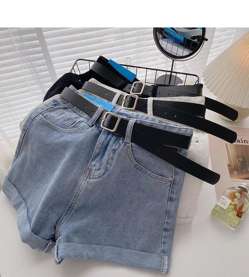 Wide-Leg Denim Shorts with Belt