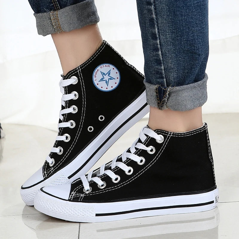 High-Top Leather Sneakers, Non-Slip