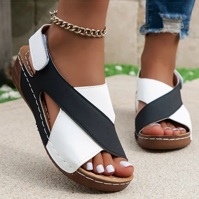 Peep-Toe Wedge Heel Sandals