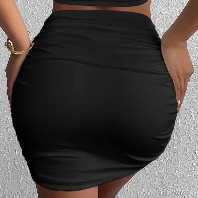 Pleated Pencil Mini Skirt