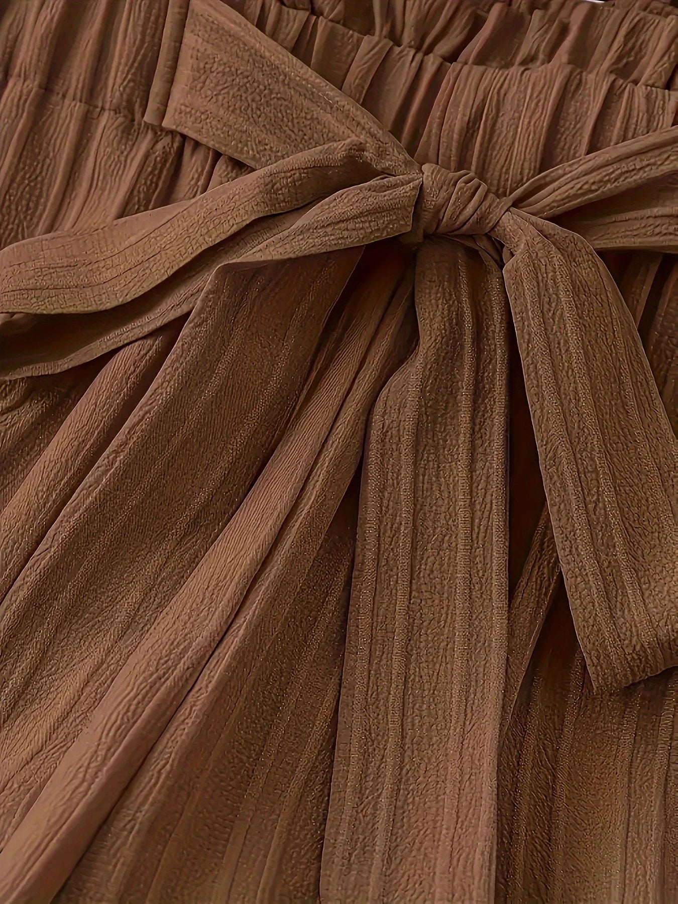 Elastic Waist Wide-Leg Pants with Bow Detail