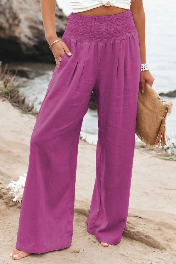 Drawstring Wide-Leg Beach Pants
