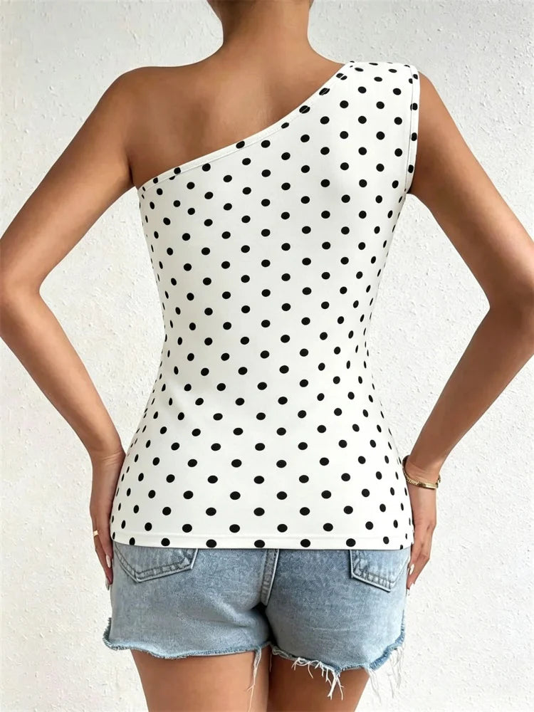 One-Shoulder Pleated Tank Top