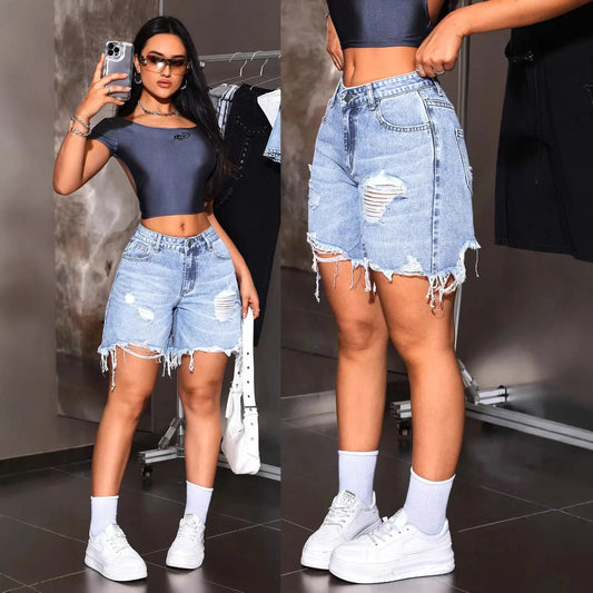Vintage High-Waist Denim Shorts