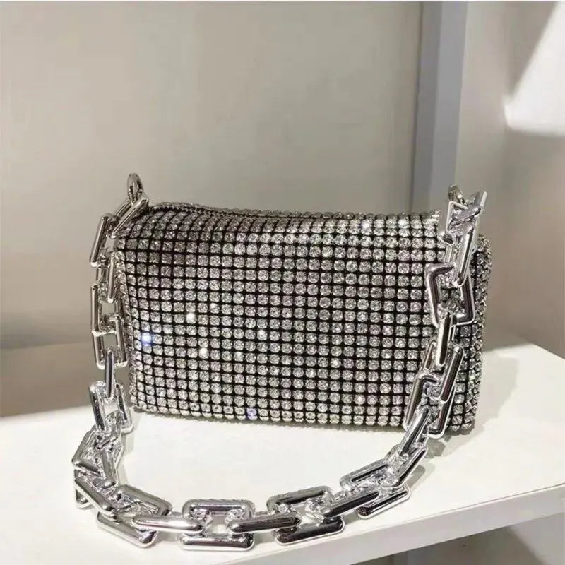 Rhinestone Bucket Bag, Mini Crossbody