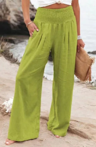 Drawstring Wide-Leg Beach Pants