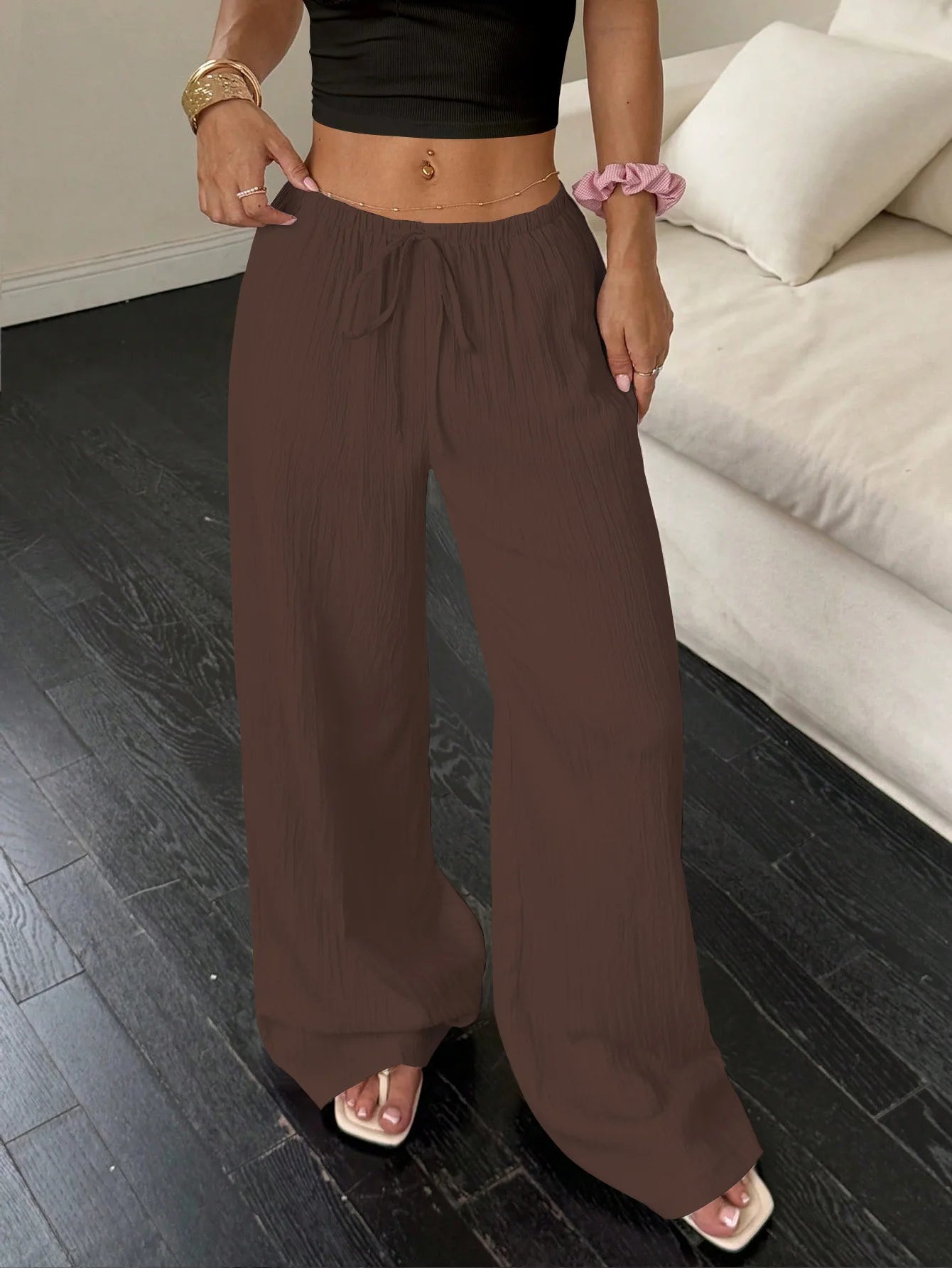 Bohemian Pleated Wide-Leg Pants