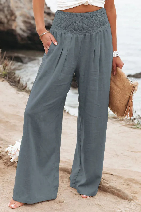 Drawstring Wide-Leg Beach Pants