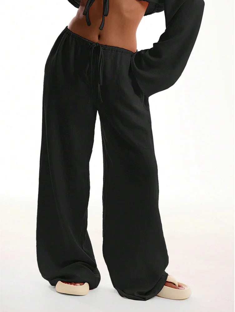 Cotton-Linen Baggy Wide-Leg Pants