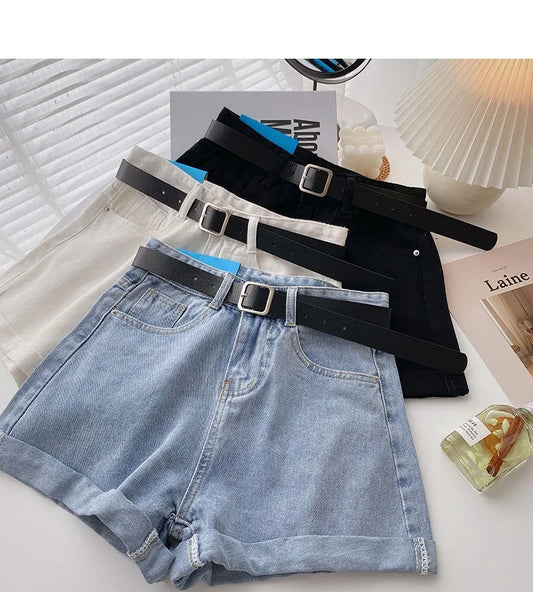 Wide-Leg Denim Shorts with Belt