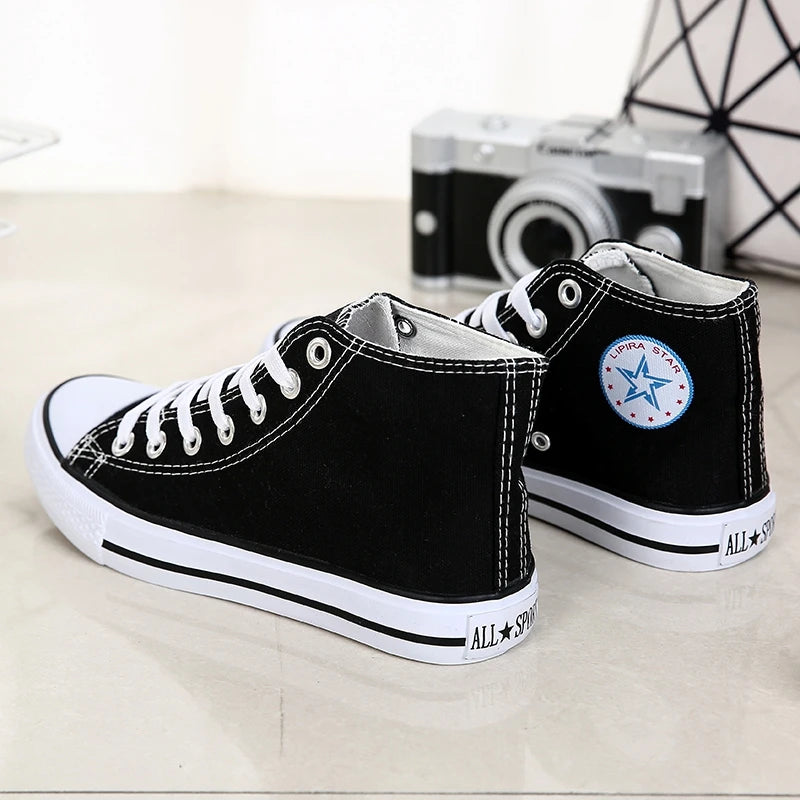 High-Top Leather Sneakers, Non-Slip