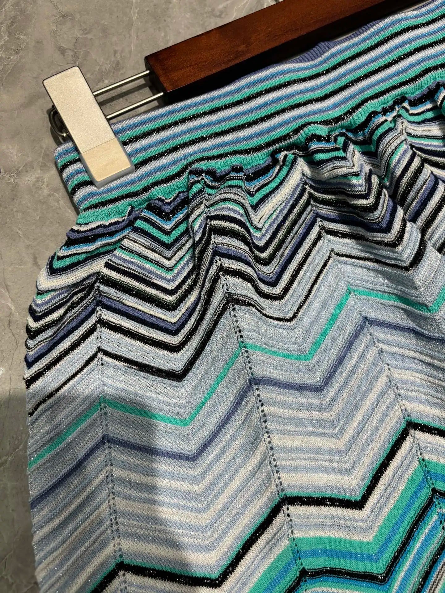 Chevron Knit Top & Wide-Leg Pants Set