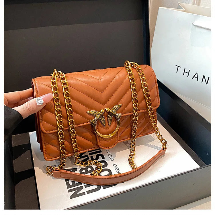 Embroidered Mini Chain Crossbody Bag