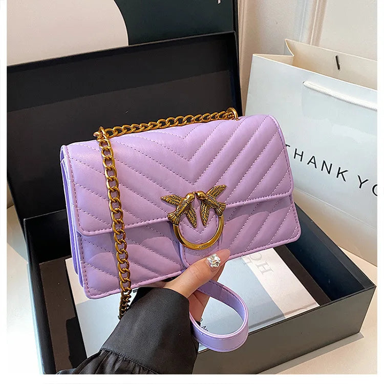 Embroidered Mini Chain Crossbody Bag