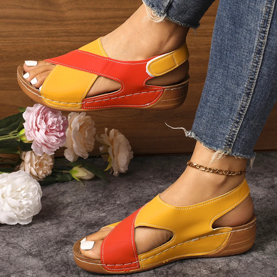 Peep-Toe Wedge Heel Sandals