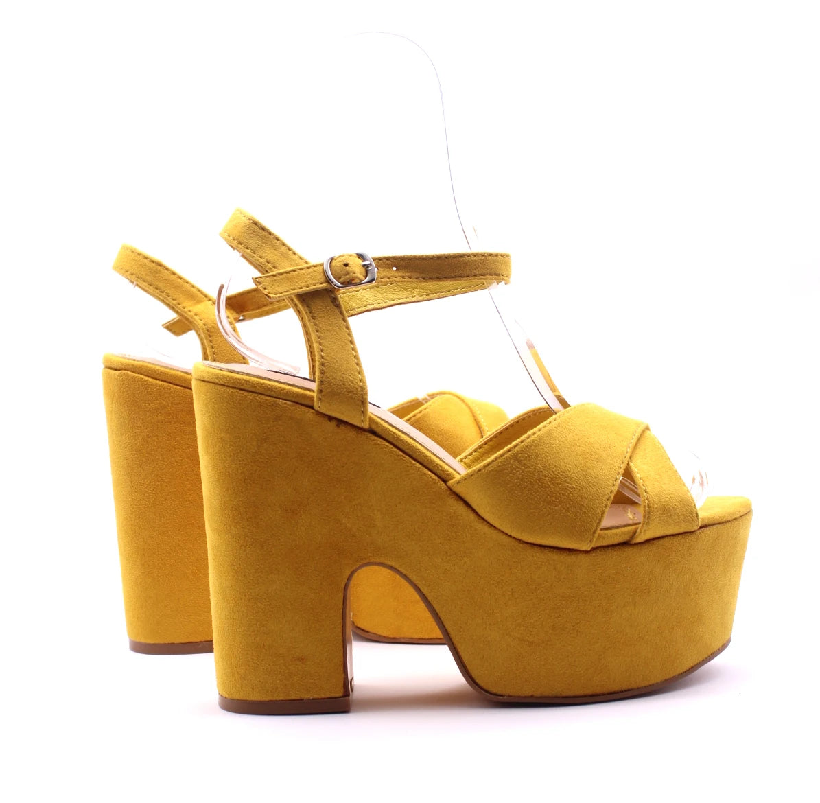 Platform Heel Sandals with Ankle Tie
