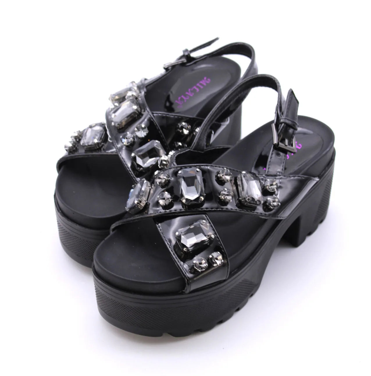 Platform Sandals with Crystal Embellishment