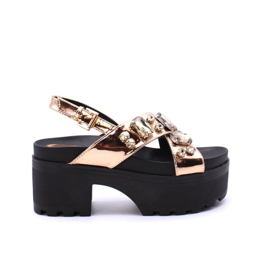 Platform Sandals with Crystal Embellishment
