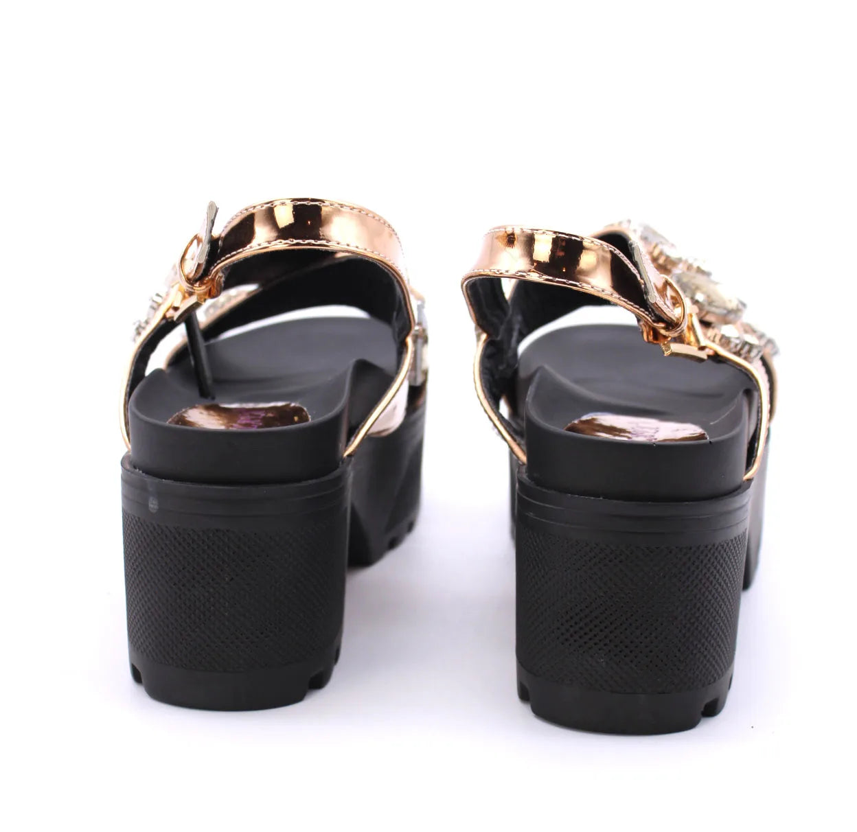 Platform Sandals with Crystal Embellishment