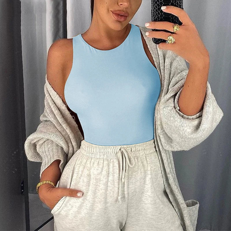 O Cuello Verano Body Sexy Sin Mangas Mujeres Hombro Cuerpo Tops Streetwear Blanco Monos Traje De Ropa Superior Catsuit Tamaño