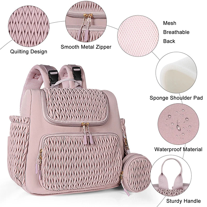 Buylor Large Capacity Mom Backpack Fashion Backpack for Mothers Baby Stroller Hanging Bag Mommy Totes Outdoor Travel Backpack