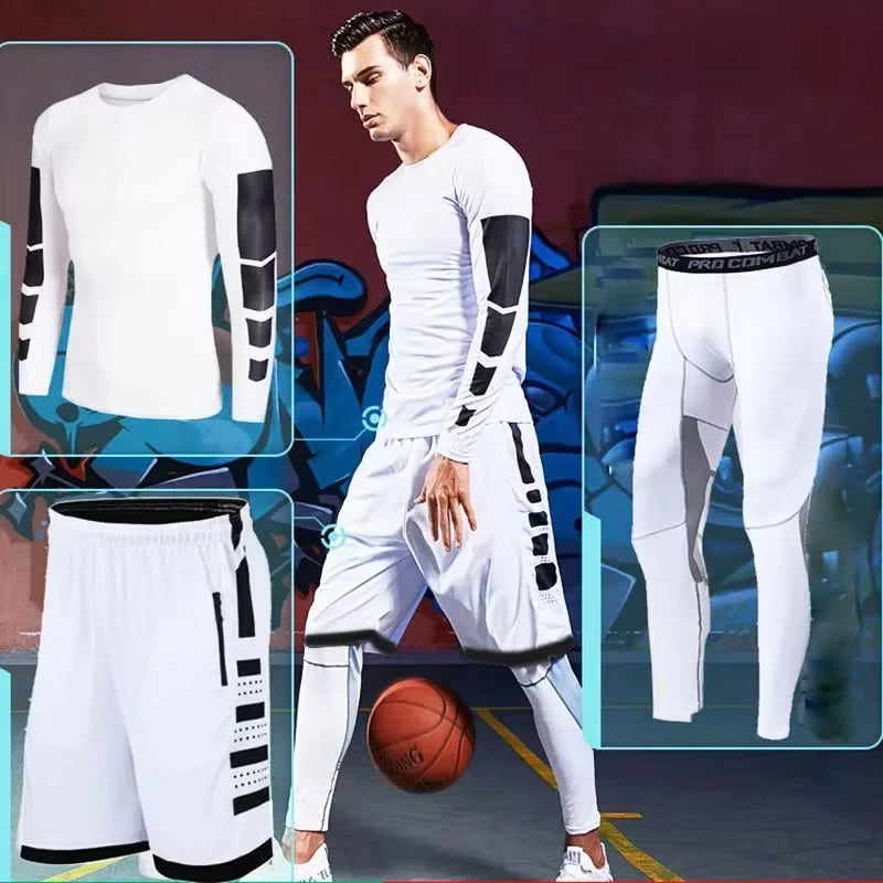 Conjunto Deportivo Para Hombre, Ropa Deportiva Para Correr, Entrenamiento, Fitness, Leggings De Compresión, Pantalones Deportivos Ajustados, Lycra