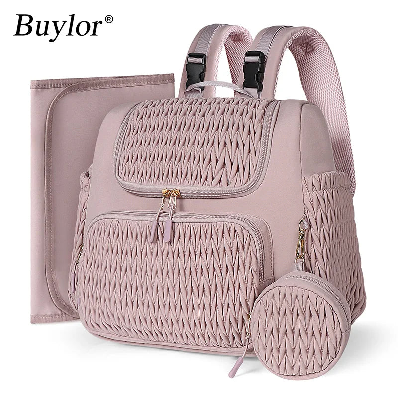 Buylor Large Capacity Mom Backpack Fashion Backpack for Mothers Baby Stroller Hanging Bag Mommy Totes Outdoor Travel Backpack