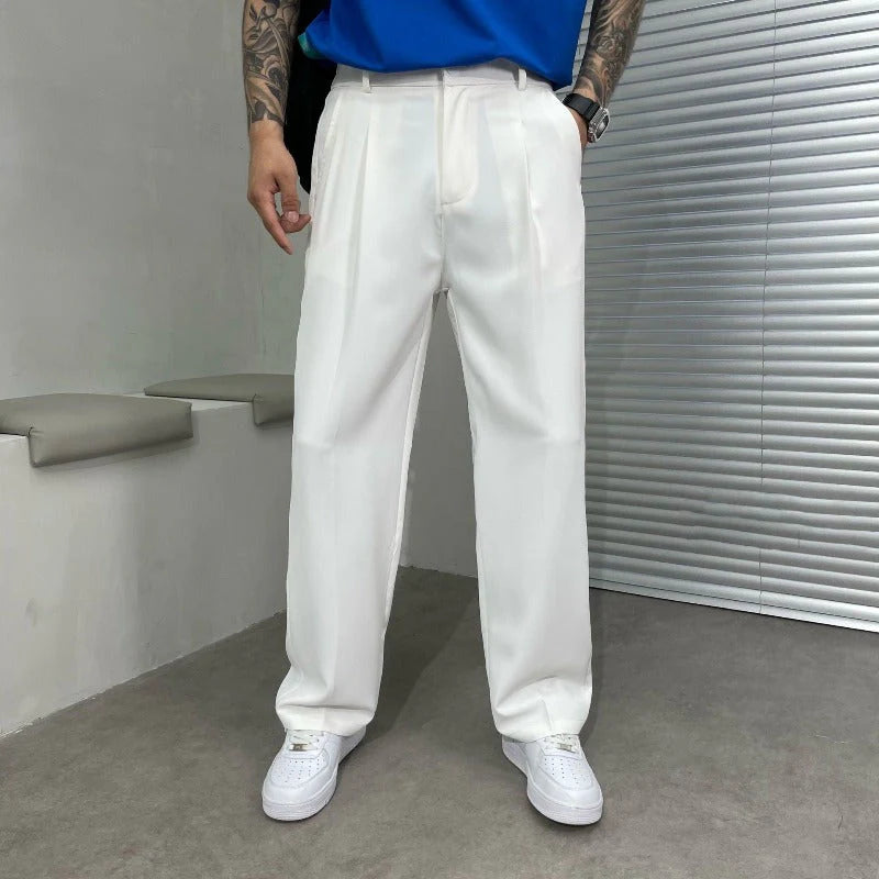 Pantalon Homme Élégant À Jambes Larges – Pantalon De Costume Oversize