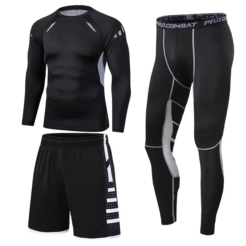 Conjunto Deportivo Para Hombre, Ropa Deportiva Para Correr, Entrenamiento, Fitness, Leggings De Compresión, Pantalones Deportivos Ajustados, Lycra