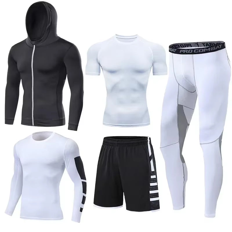 Conjunto Deportivo Para Hombre, Ropa Deportiva Para Correr, Entrenamiento, Fitness, Leggings De Compresión, Pantalones Deportivos Ajustados, Lycra