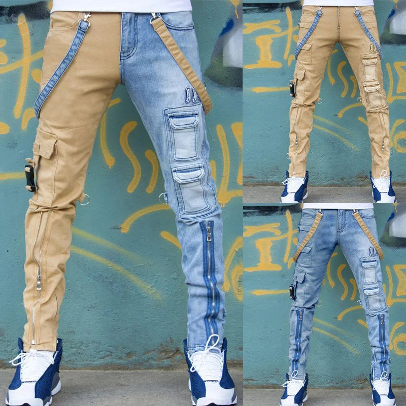 Pantalones Vaqueros Rectos Para Hombre, Oversize, Hip-Hop, Amarillo, Azul, Moda, 2021