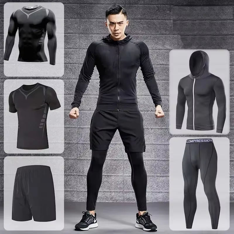 Conjunto Deportivo Para Hombre, Ropa Deportiva Para Correr, Entrenamiento, Fitness, Leggings De Compresión, Pantalones Deportivos Ajustados, Lycra
